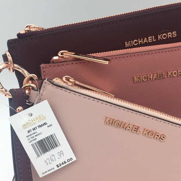 Michael Kors Jet Set Travel LG Trio Wristlet Leath - Picture 7 of 8